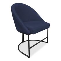 Cadeira Poltrona de Jantar Bela Suede Azul Marinho Base Metálica Industrial Preto - Pallazio