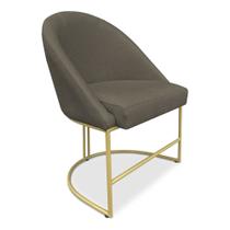 Cadeira Poltrona de Jantar Bela Suede Base Metálica Industrial Dourado - Pallazio