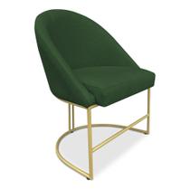 Cadeira Poltrona de Jantar Bela Suede Verde Base Metálica Industrial Dourado - Pallazio