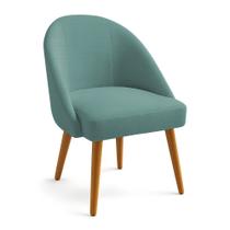 Cadeira Poltrona de Jantar Estofada Luna Boucle Azul Majestic Pés Palito Castanho - Pallazio Cadeira Poltrona de Jantar Estofada Luna Boucle Azul Majestic Pés Palito Castanho - Pallazio