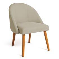 Cadeira Poltrona de Jantar Luna Suede Capuccino Pés Palito Castanho - Pallazio