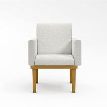 Cadeira Poltrona Decorativa Base Reforçada Linho Bege Cadeira Poltrona Decorativa Base Reforçada Linho Bege