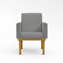 Cadeira Poltrona Decorativa Base ReforçadaLinho Grafite Cadeira Poltrona Decorativa Base ReforçadaLinho Grafite