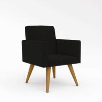 Cadeira Poltrona Decorativa - Escritório - Recepção - Preta Desenho do tecido:Suede Preto - Balaqui Decor