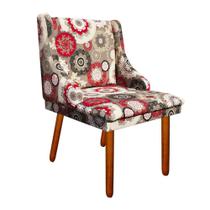 Cadeira Poltrona Decorativa Liz Estampado Floral D32 Pés Castanho - D'Rossi