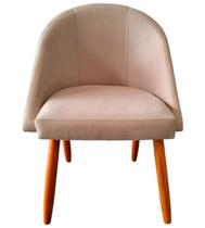 Cadeira Poltrona Decorativa Lua Veludo Bege Para Mesa De Jantar Para Recepção Escritório Penteadeira