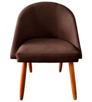 Cadeira Poltrona Decorativa Lua Veludo Marrom Para Mesa De Jantar Para Recepção Escritório Penteadeira