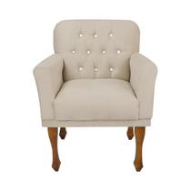 Cadeira Poltrona Decorativa Para Quarto e Closet Anitta Corano Bege DL Decor