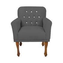 Cadeira Poltrona Decorativa Para Quarto e Closet Anitta Suede Cinza DL Decor