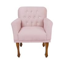 Cadeira Poltrona Decorativa Para Quarto e Closet Anitta Suede Rosa Bebe DL Decor
