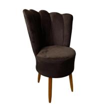 Cadeira Poltrona Decorativa Pétala Veludo Luxo Premium Pés Retrô Palito Sala Quarto e Penteadeira