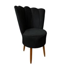 Cadeira Poltrona Decorativa Pétala Veludo Luxo Premium Pés Retrô Palito Sala Quarto e Penteadeira