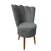 Cadeira Poltrona Decorativa Pétala Veludo Luxo Premium Pés Retrô Palito Sala Quarto e Penteadeira