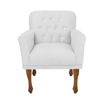 Cadeira Poltrona Estofada Com Botões de Strass Para Clínica Anitta Suede Branco DL Decor