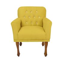 Cadeira Poltrona Estofada Para Sala de Espera Anitta Suede Amarelo LM DECOR