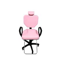 Cadeira Poltrona Fixa Para Cabeleireiro Maquiagem Rosa Bebe - Bueno Cadeiras