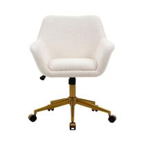 Cadeira Poltrona Giratória Pelegrin PEL-2001 Dourada e Branca