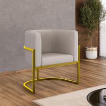 Cadeira Poltrona Lua material sintético Base de Metal Dourada Reforçada Cadeira Poltrona Lua material sintético Base de Metal Dourada Reforçada