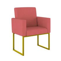 Cadeira Poltrona Moderna com Base de Ferro Dourado Reforçada