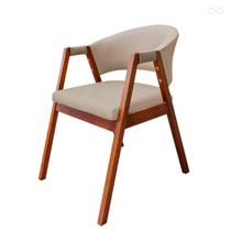 Cadeira Poltrona para Sala de Jantar Ravena em Madeira Castanho Suede Bege CCS