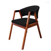 Cadeira Poltrona para Sala de Jantar Ravena em Madeira Castanho Suede Preto CCS