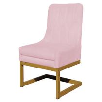 Cadeira Poltrona para Sala de Jantar Valentina Suede Base Dourada - Estopar