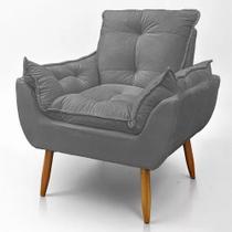 Cadeira Poltrona Para Sala Opala Confortável E Reforçada Cinza Cadeira Poltrona Para Sala Opala Confortável E Reforçada Cinza