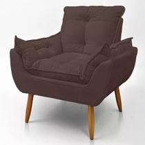 Cadeira Poltrona Para Sala Opala Confortável E Reforçada Marrom