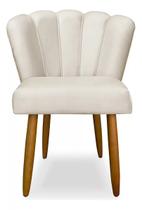 Cadeira Poltrona Pétala de Flor para Penteadeira Sala Quarto material sintético Bege - Dhouse Decor