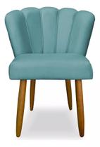 Cadeira Poltrona Pétala de Flor para Penteadeira Sala Quarto Suede Azul Turquesa - Dhouse Decor