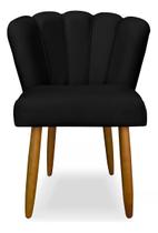 Cadeira Poltrona Pétala de Flor para Penteadeira Sala Quarto Suede Preto - Dhouse Decor