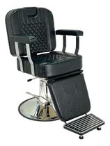 Cadeira Poltrona Reclinável Braço Cromado para salão estofado Preto croco