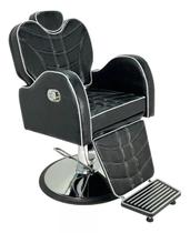 Cadeira Poltrona Reclinável Móveis Para salão -Preto croco com lista branca