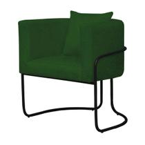 Cadeira Poltrona Sara Base Metal Preto Assento Veludo Verde