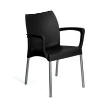 Cadeira Poltrona Sec Line Plástica Preta Pés Aluminio 120kg - Injeplastec