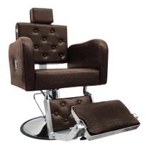 Cadeira Poltrona Tokyo Barber Reclínavel Para Barbearia - Marrom Croco - Moveis e companhia