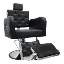Cadeira Poltrona Tokyo Barber Reclínavel Para Barbearia - Preto Croco