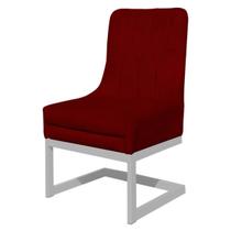 Cadeira Poltrona Valentina Suede com Base Branca