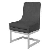 Cadeira Poltrona Valentina Suede com Base Branca