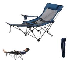 Cadeira Portátil Dobrável com Porta-copos Descanso para os pés Camping Praia C/ Bolsa Cadeira Portátil Dobrável com Porta-copos Descanso para os pés Camping Praia C/ Bolsa