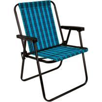 Cadeira Praia Xadrez Alta Piscina Camping Cor Marine Mor Suporta Até 110kg Estrutura em Aço Cadeira Praia Xadrez Alta Piscina Camping Cor Marine Mor Suporta Até 110kg Estrutura em Aço