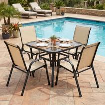 Cadeira Premium para Área Externa Bege em Tela Sling Pex