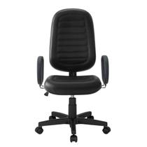 Cadeira Presidente baixa costurada Relax Braço Corsa Couro Preto - Qualiflex