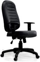 Cadeira Presidente baixa costurada Relax Braço Corsa Couro Preto - Qualiflex