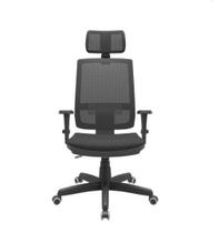 Cadeira Presidente Brizza Back 3D Crepe Apoio Plaxmetal Pret