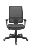 Cadeira Presidente Brizza NR17 Mecanismo Relax Com Encosto em Tela Assento Material Sintético Plaxmetal Preto