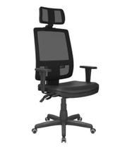 Cadeira presidente brizza tela back system com encosto de cabeça preta - Plaxmetal