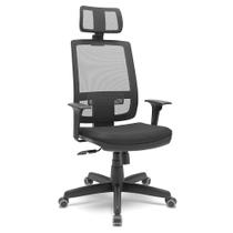 Cadeira Presidente Brizza Tela Ergonômica Reclinável Para Escritório Com Apoio de Cabeça Preta Cadeira Presidente Brizza Tela Ergonômica Reclinável Para Escritório Com Apoio de Cabeça Preta