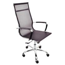 Cadeira Presidente Charles Eames Esteirinha Tela Mesh Office 12P Preta