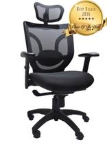 Cadeira Presidente Ergonômica Base Giratória Nylon Tela Mesh Boss Design - Preta